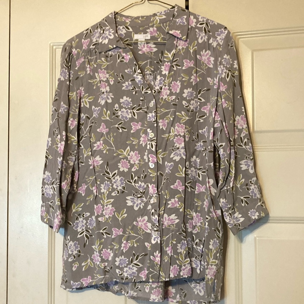 J.Jill blouse. 3/4 sleeves. Collar and button front.